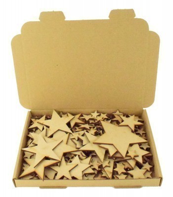 Bargain Box of Mixed Laser cut Plain Stars - 3mm